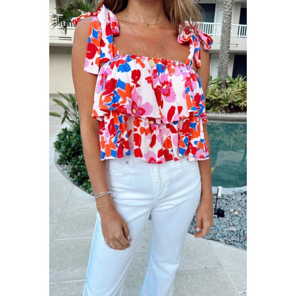 NWT Vestique Pink Floral Printed Wild Meadows Tank Top
